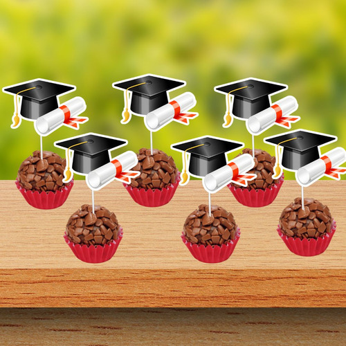 50 Tags Toppers Para Doces Docinhos Formatura Vermelho