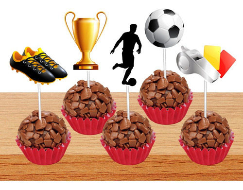 50 Tags Toppers Para Doces Docinhos Futebol M1