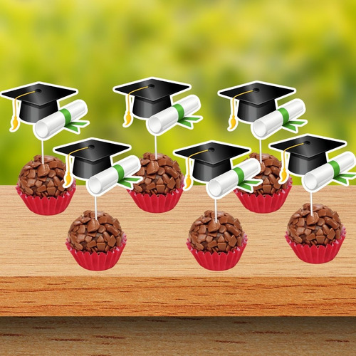 50 Tags Toppers Para Doces Docinhos Formatura Verde