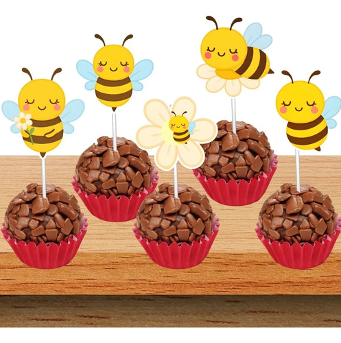 50 Tags Toppers Para Doces Docinhos Abelhinha