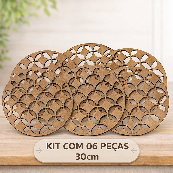 Kit com 06 Sousplats Crus 30cm em MDF – Arte Laser