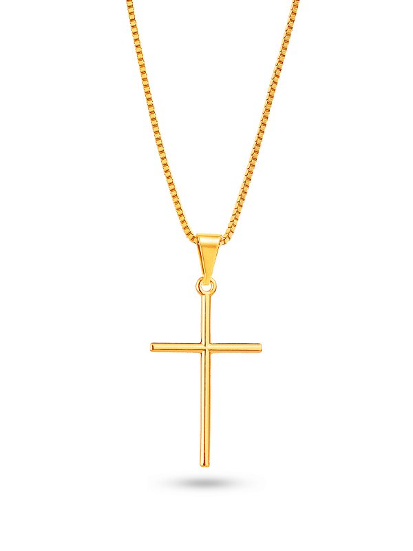 Corrente cruz tradicional - veneziana - banhado a ouro 18k