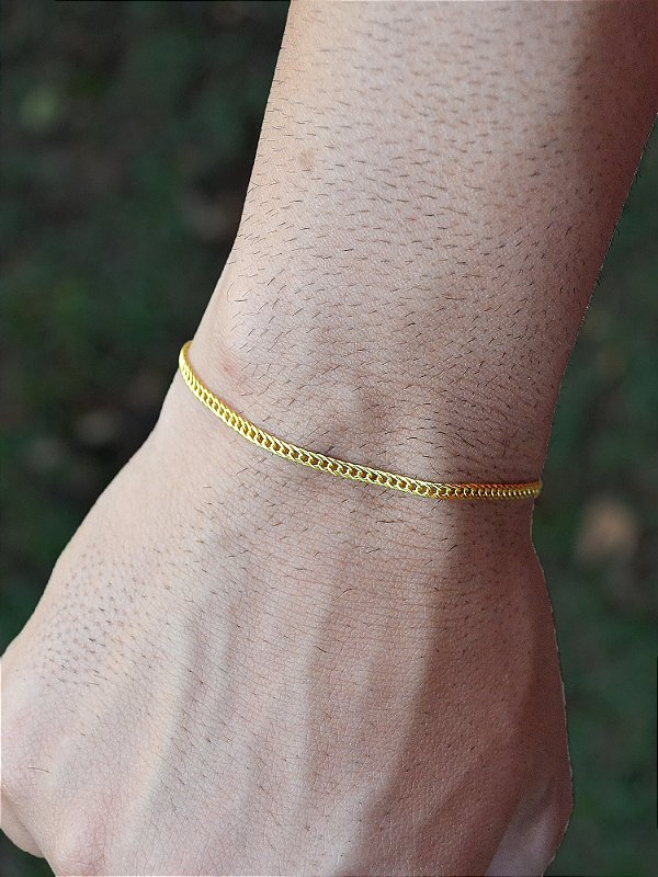 Pulseira grumet duplo 2,5 mm - banhada a ouro 18k