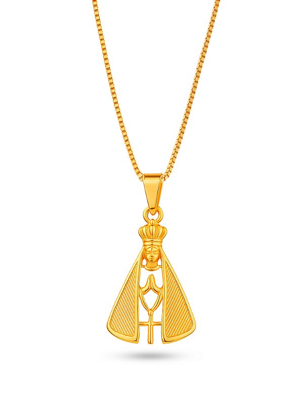 Corrente Nossa Senhora - veneziana - banhado a ouro 18k