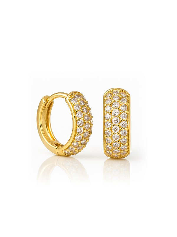 Brinco argola cravejada