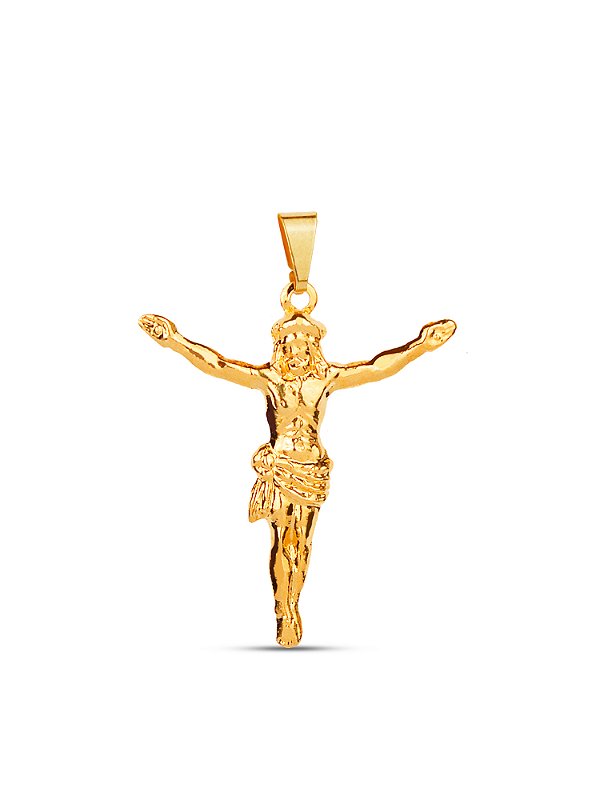 Pingente Jesus Cristo cruz 3,0 x 2,6 cm - banhado a ouro 18k