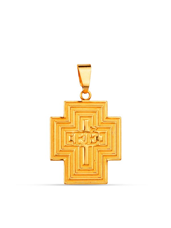 Pingente cruz quadrada fé 2,1 x 1,8 cm - banhado a ouro 18k