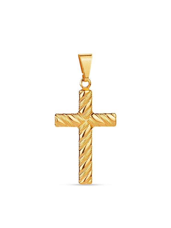 Pingente cruz texturizada 2,5 x 1,6 cm - banhado a ouro 18k