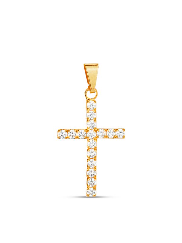 Pingente Cruz cravejada 2,1 x 1,5 cm - banhado a ouro 18k