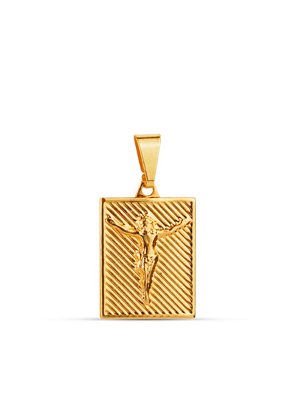 Pingente Plaquinha Riscada Jesus Cristo 1,5 x 1,2 cm