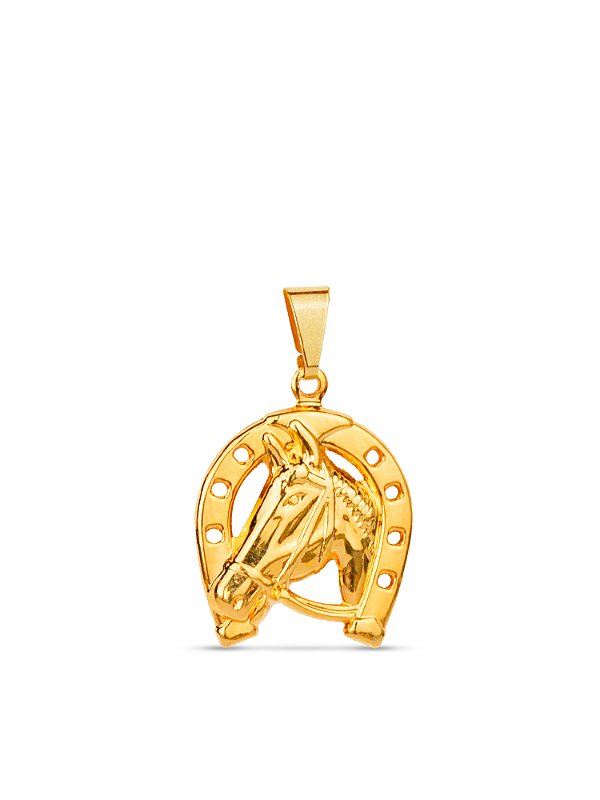 Pingente Ferradura com Cavalo 2,0 x 1,7 cm - banhado a ouro 18k