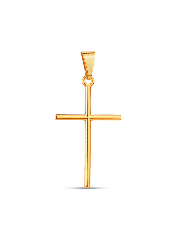 Pingente Cruz Palito Tradicional 3,0 x 1,6 cm - banhado a ouro 18k