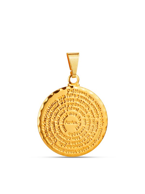 Pingente Redondo Pai Nosso Espiral M 2,5 x 2,5 cm - banhado a ouro 18k