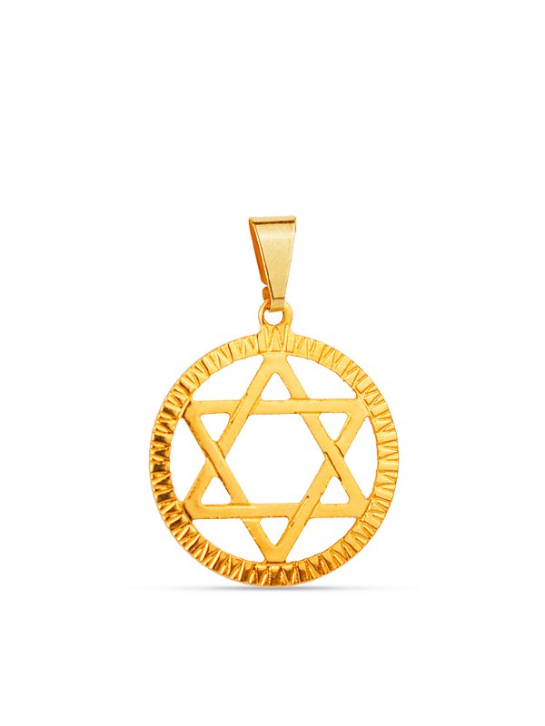 Pingente Redondo Estrela de Davi M 2,0 x 2,0 cm - banhado a ouro 18k