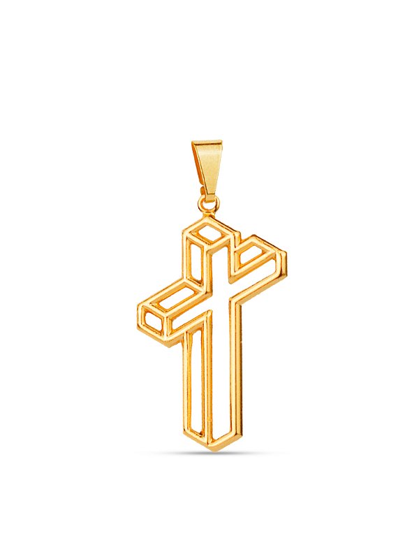 Pingente Cruz 3D 2,5 x 1,7 cm - banhado a ouro 18k