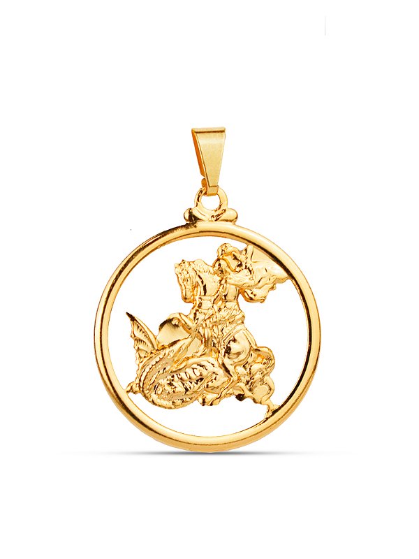 Pingente Medalha de São Jorge Vazada G 3,0 x 3,0 cm - banhado a ouro 18k