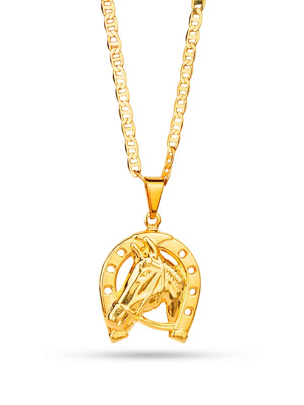 Corrente ferradura - piastrine - banhado a ouro 18k