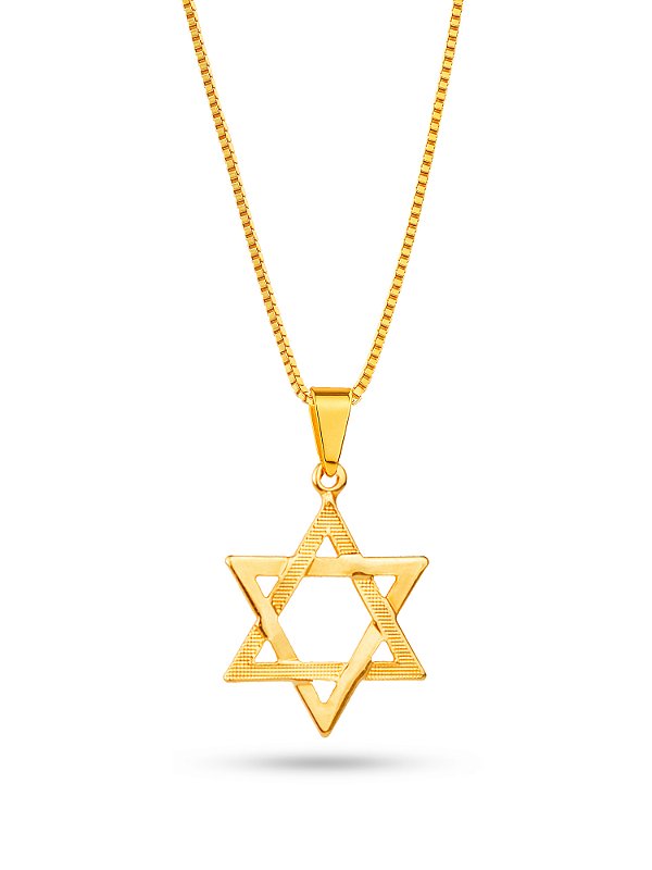 Corrente estrela de Davi - veneziana - banhado a ouro 18k