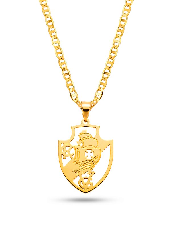Corrente Vasco da Gama vazado - piastrine - banhado a ouro 18k