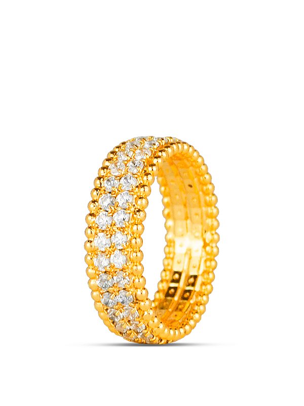 Anel reto cravejado - banhado a ouro 18k