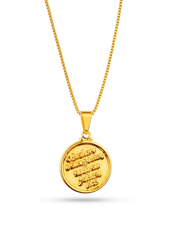 Corrente "o Senhor é meu pastor" - veneziana - banhado a ouro 18k