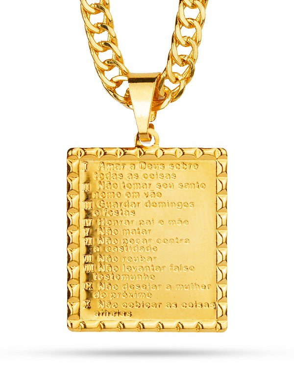 Corrente dez mandamentos - grumet duplo - banhado a ouro 18k