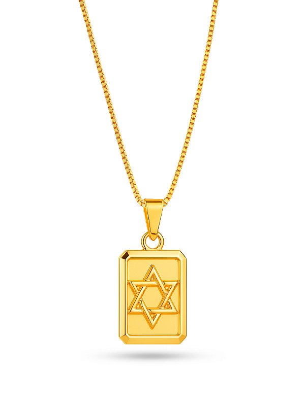 Corrente plaquinha Estrela de Davi - veneziana - banhado a ouro 18k