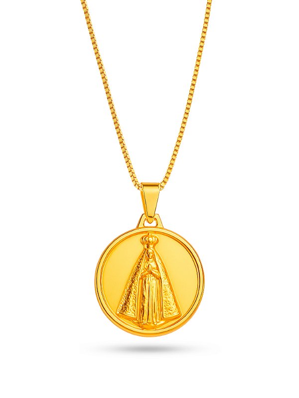 Corrente Medalha lisa Nossa Senhora Aparecida 2,0 x 2,0 cm