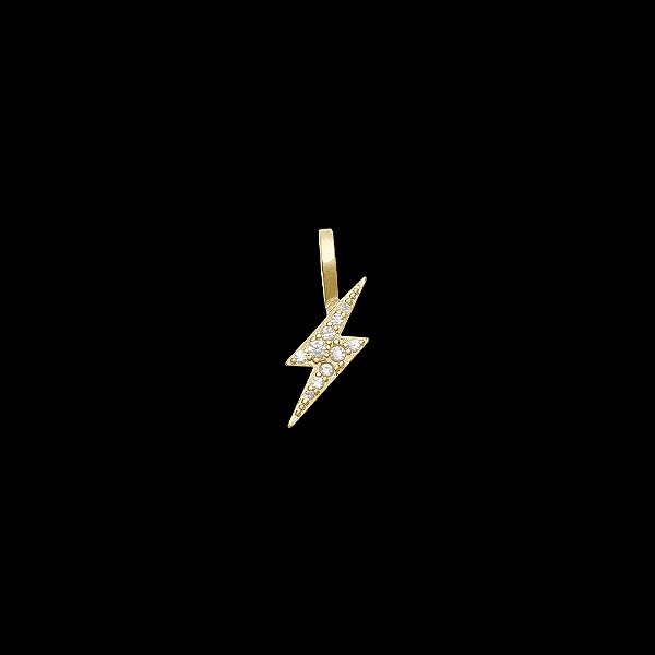 Pingente raio cravejado 1,5 x 0,9 cm - banhado a ouro 18k