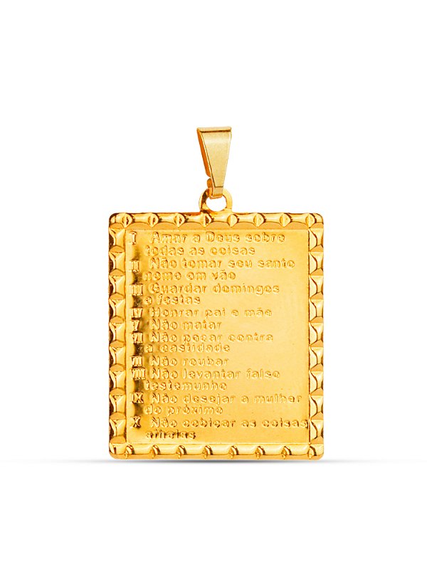 Pingente placa 10 mandamentos 2,5 x 2,2 cm