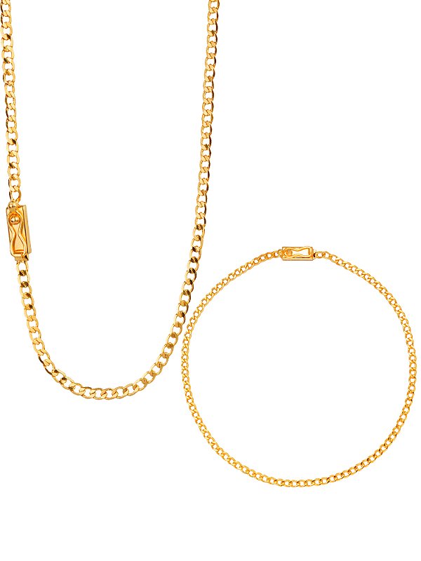 Conjunto Grumet 2,5 mm - fecho gaveta - banhado a ouro 18k