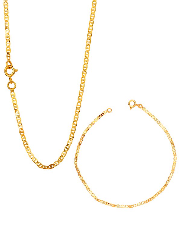 Conjunto Piastrine 2,5 mm - fecho tradicional - banhado a ouro 18k