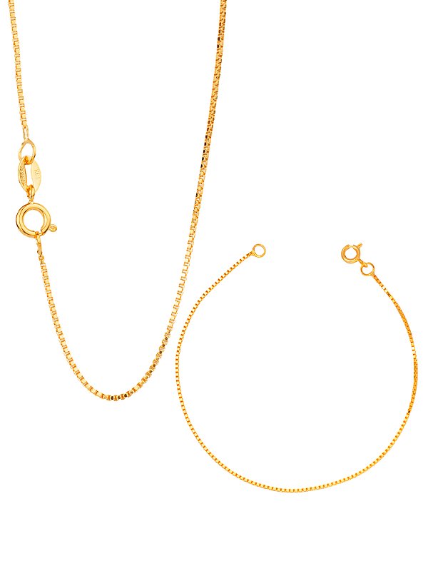 Conjunto Veneziana 1,2 mm - fecho tradicional - banhado a ouro 18k