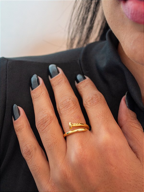 Anel Prego - ajustável - banhado a ouro 18k