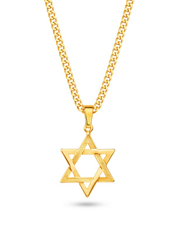 Corrente estrela de Davi - grumet - banhado a ouro 18k