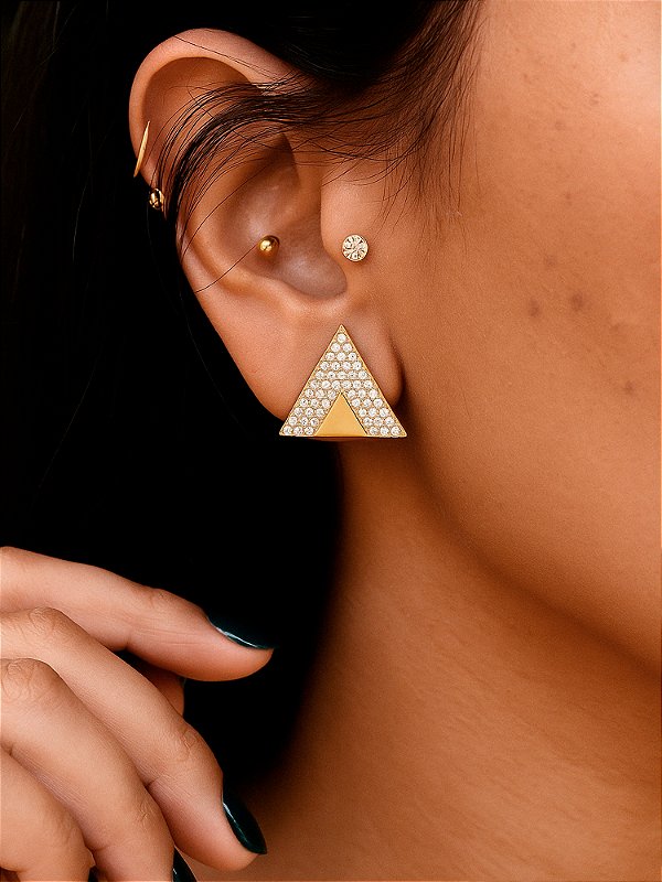 Brinco Triângulo Cravejado