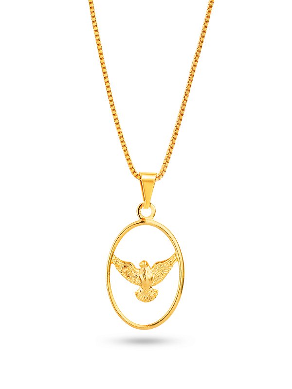 Colar Espírito Santo vazado - banhado a ouro 18k