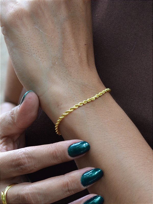 Pulseira feminina Cordão Baiano 3 mm - banhado a ouro 18k