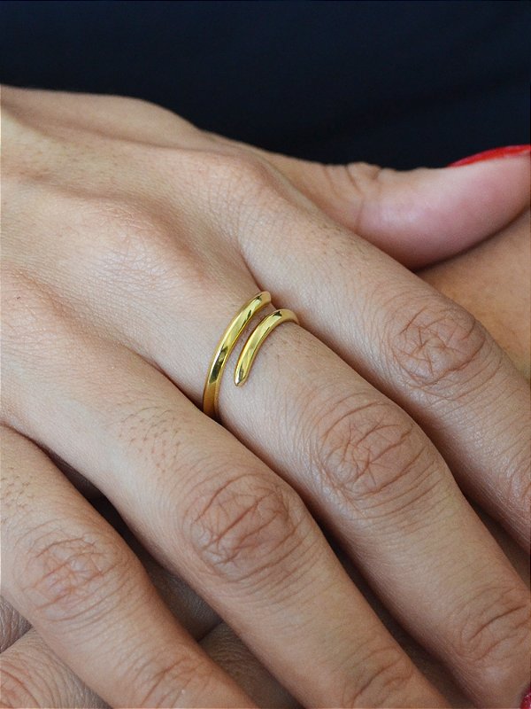 Anel Fio Liso  - banhado a ouro 18k