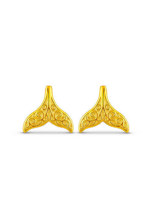 Brinco Rabo de Baleia - banhado a ouro 18k