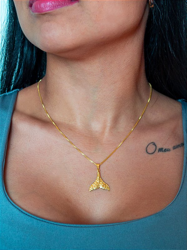 Colar Rabo de Baleia - banhado a ouro 18k