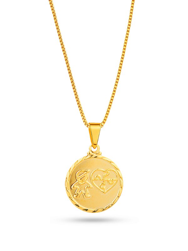 Corrente menino autismo - banhado a ouro 18k