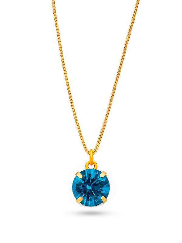 Colar azul ponto de luz - banhado a ouro 18k