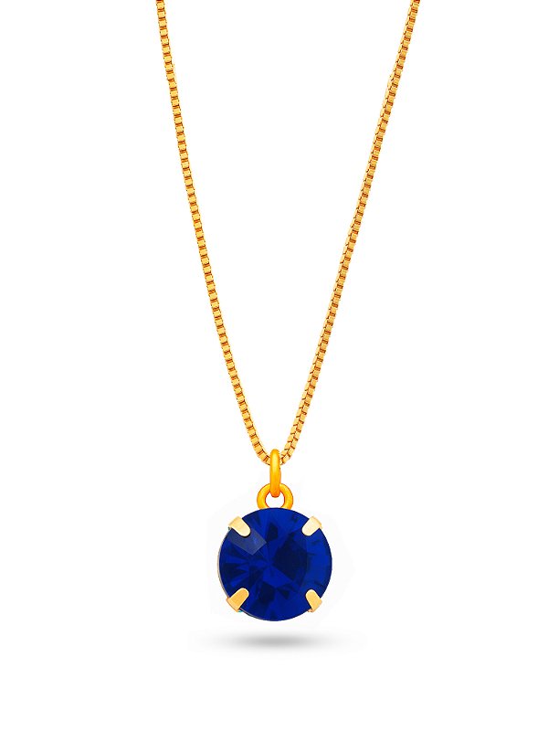 Colar azul royal ponto de luz - banhado a ouro 18k