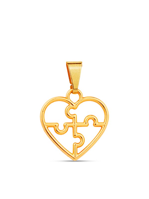 Pingente coração vazado TEA autismo - banhado a ouro 18k