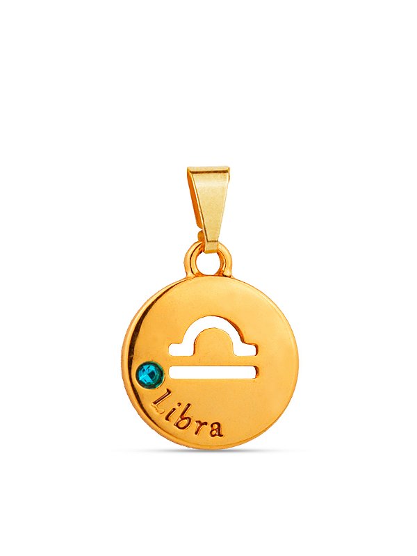 Pingente signo Libra - banhado a ouro 18k