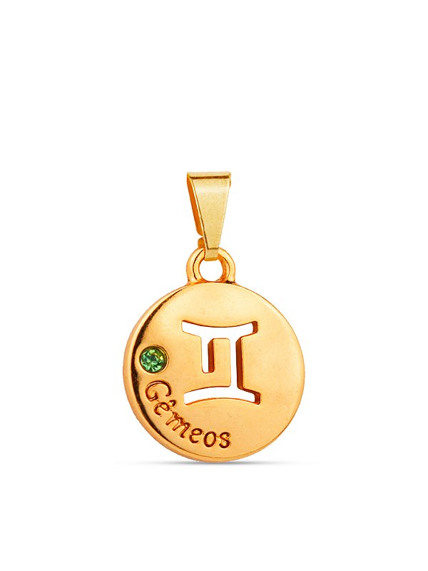 Pingente signo Gêmeos - banhado a ouro 18k