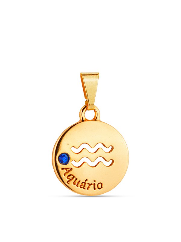 Pingente signo Aquário - banhado a ouro 18k