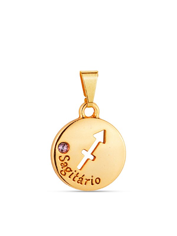 Pingente signo Sagitário - banhado a ouro 18k