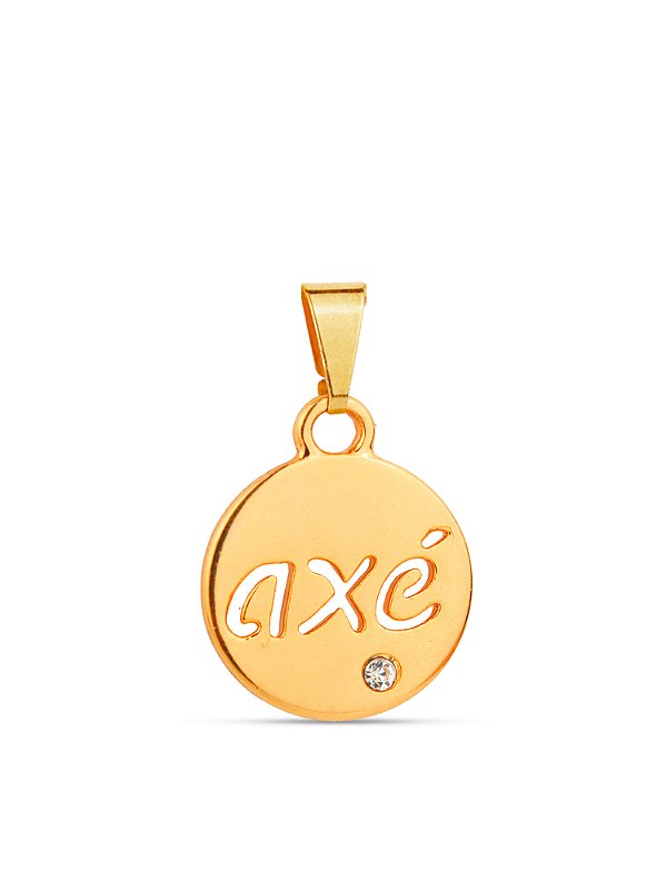 Pingente medalha Axé - banhado a ouro 18k